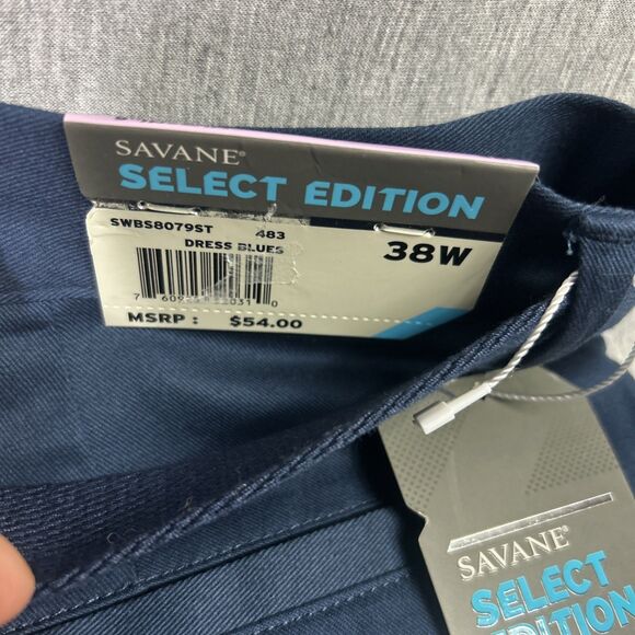 Savane Select Edition Mens Size 38 Shorts w Belt Blue Flat Front- NEW- 9” Inseam - Picture 12 of 16